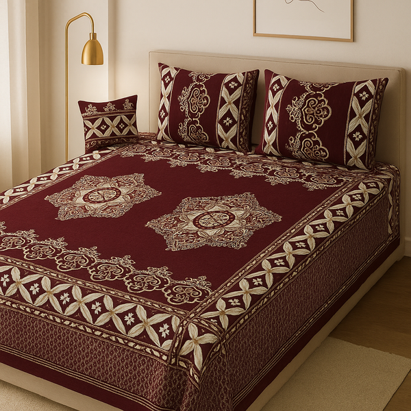 Velvet Jacquard Bedsheet Set – King Size (4Pcs)