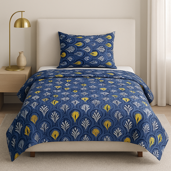 Single Bedsheet Set Printed Pure Cotton – (2Pcs)
